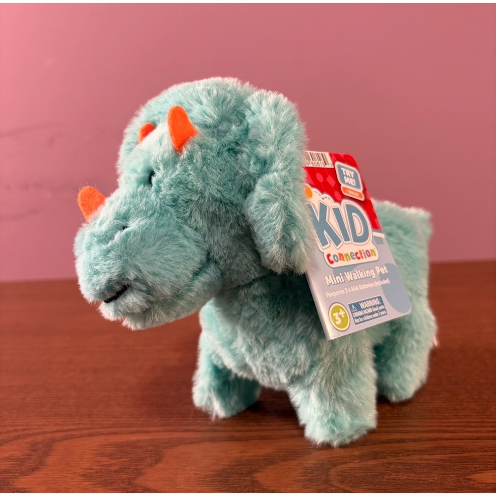 Kid Connection Mini Walking Dino‎ Teal Triceratops Plush Toy NEW